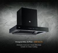 Kaff CASTODXDHC60 Auto Clean Wall Mounted BLACK 1250 CMH Chimney