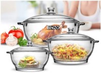 BINZO Glass Casserole, Set Of 3 Sizes, (2500, 1500 & 1000 ml), Casserole Dish with Glass Casserole, Pack of 3, Microwave Oven Safe, Heat Safe Pack of 3 Serve Casserole Set(2500 ml, 1500 ml, 1000 ml)