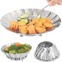 Siriusstar Hub Adjustable Vegetable Steamer Basket/Tray | Collapsible Stainless Steel Instant Pot/Pressure Cooker | Foldable Pan for Steaming/Boiling Stainless Steel Steamer(0.5 L)