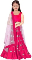 priyans fashion Girls Lehenga Choli Fusion Wear Embroidered Lehenga, Choli and Dupatta Set(Pink, Pack of 1)