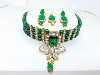 Naman Art India Brass Jewel Set(Green, Gold)