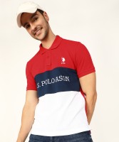 U.S. POLO ASSN. Color Block Men Polo Neck Red T-Shirt