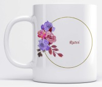 LOROFY Name Rutvi Printed Floral Design Ceramic Coffee Mug(350 ml)