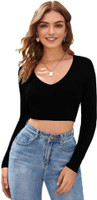 london belly Casual Solid Women Black Top