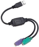 ULTRABYTES USB To PS2 Converter/ Adapter,USB Type A Male to Dual PS/2 Female for Keyboard and Mouse USB Adapter(Black)