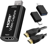 Technobyte Mini Portable HDMI Audio Video Capture Device with HDMI Cable (Male) & OTG Type C Adapter I Full HD1080P I HDMI Video Capture Card – HDMI Female to USB Male & OTG USB 3.0 Female to Type C Male for Screen Sharing | Broadcasting | Video Recording | Live Conference | Medical Imaging | DSLR R