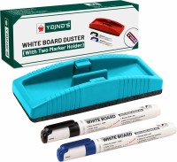 YAJNAS Non Magnetic Whiteboard Duster And Marker| Dry Erase Whiteboard Eraser for Erasing Whiteboard Marker or Chalk Board Writing - (Pack of 1 Duster And 2 Marker, Multicolor) Dusters(Multicolor)
