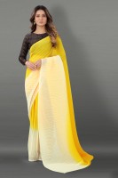 Barkiya Creation Self Design Bollywood Georgette Saree(Yellow)