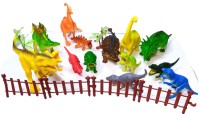 Cabin Hut Dinosaur Toy Set of 20 PCS Big & Rare Dino Pack Having Boundaries and Trees | Now Create Your Own Jungle Look with Big Special Dino Pack Made up of Hard Material | A World of Dino Awaits You(Multicolor)