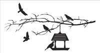 Crown Decals 60 cm home décor songbird on tree branch decorative wallsticker Self Adhesive Sticker(Pack of 1)