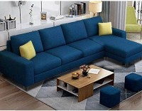 Woodcasa Alexio 5 seater Fabric RHS L Shape Sofa Set (Blue) Fabric 5 Seater  Sofa(Finish Color - Blue, DIY(Do-It-Yourself))