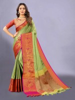 Maa Khodal Fashion Self Design Bandhej Art Silk, Pure Silk Saree(Green)