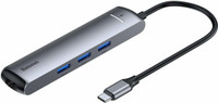 Atharva Incorporation Baseus-HUB USB C HUB Type C to HDMI RJ45 Ethernet Multi Ports USB 3.0 USB Adapter(Grey)