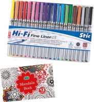 STIC 20 Shades Fine Liner Free Mandala Book Art Set Sketching Stick Art Sketch Pen