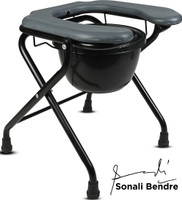 Entros FC-S779A Light Weight Portable Comfortable Commode Stool toilet Seat Pot Commodes Chair For Disabled patient Men & Women Commode Chair Commode Chair(Black, Grey)