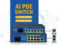 HANUTECH AI Featured PoE Switch Combo (4+2 PoE /8+1 PoE) 10/100Mbps 60W CCTV Network Switch(Blue)