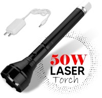 Make Ur Wish Dual Mode Power Full Led Rechargeable Long Range Torch Up to 1 Km With BackLight Torch Emergency Light(Black)