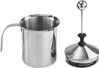 PINDIA 800 ML Stainless Steel Manual Milk Frother, Double Mesh Coffee Cappuccino Foamer Coffee Maker(Silver)