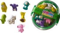 WONDER CREATURES Fancy 6 Eraser with Cute Transparent Box Cartoon Animal Toy for kids(Multicolor)