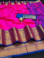 khodal chhaya Striped Kanjivaram Art Silk Saree(Pink)