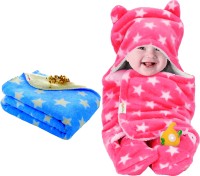 Oyo Baby Printed Crib Crib Baby Blanket for  AC Room(Woollen Blend, Blue, Pink)