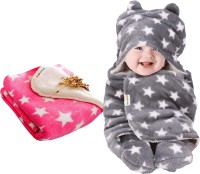 Oyo Baby Printed Crib Crib Baby Blanket for  AC Room(Woollen Blend, Pink, Grey)
