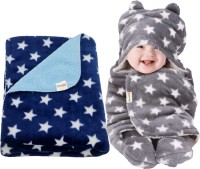 Oyo Baby Printed Crib Crib Baby Blanket for  AC Room(Woollen Blend, Dark Blue, Grey)