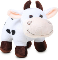 Webby Plush Adorable Standing Cow with Smiling Face Stuffed Doll Toy for Kids - 20 cm(White)