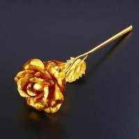 UD WORLD Gold Rose Artificial Flower(10 inch, Pack of 1)