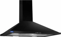 Glen Electric Kitchen Pyramid Chimney, 90cm 1250 m3/h - Black (6054 BL90DX) Wall Mounted Chimney(Black 1250 CMH)