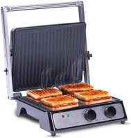 AGARO Grand 2000 Watts Super Jumbo Sandwich Maker With Non-Stick Grill Plates, Open Grill(Steel)