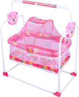 AMAKART Baby Swing Cradle Jhula with Mosquito Net for New Born Baby(Pink)
