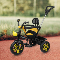 TOYSHOPPEE TriCycle for Kids with Parental /Push Handle for Kids TriCycle Baby Suitable for (1-5 Years) Tricycle(Yellow)
