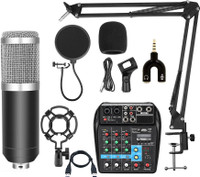 IMAGINEA BM800 Condenser Microphone with Sound Mixer for Recording YouTube Broadcasting Full Set of Microphone(Black)