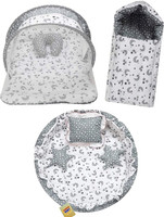 Miss & Chief by Flipkart Cotton Baby Bed Sized Bedding Set(Grey Moon, 1 Mattress With Net, 1 Pillow, 1 Carry Bag, 1 Baby Nest With 2 Heart & 1 Pillow)