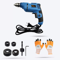 Hillgrove HGCM69M2 500W Pistol Grip Drill Machine with 6Pc Woodworking Hole Saw Drill Bits Power & Hand Tool Kit(3 Tools)