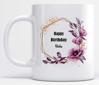 LOROFY Beautiful Floral Design Name Ikshu Printed Ceramic Coffee Mug(325 ml)