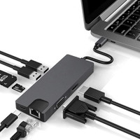 REC Trade Type C 8 in 1 Adapter with LAN ,4K HDMI,VGA ,Type-C,(RTT-ADP-0140) Lan Adapter(100 Mbps)