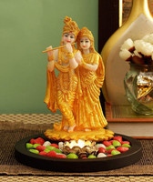 krishnagallery1 Lord Radha Krishna Murti Marble Finish , Statue , idol , Decorative Showpiece  -  19 cm(Polyresin, Multicolor)
