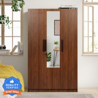 Trevi Ozone Engineered Wood 3 Door Wardrobe(Finish Color - Bali Teak, Mirror Included, Knock Down)