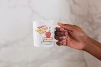 creativemug Happy tachers day with apple,ceramic coffee mug 11oz (325ml) Ceramic Coffee Mug(325 ml)