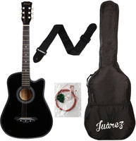 Juarez JRZ38C/BK Acoustic Guitar Linden Wood Ebony Right Hand Orientation(Black)