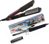 S2S Combo of Mini Crimper + Hair Curling Iron (Color may vary ) Electric Hair Styler