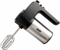 BOSS 300 W Black, Steel Electric Whisk, Stand Mixer, Hand Blender(B127 WHIPMIXX Electric Beater with Dough-Making Hooks)