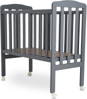 baybee 2 in 1 Convertible Wooden Bedside Crib Cot for New Born Baby with Height Adjust(Grey)