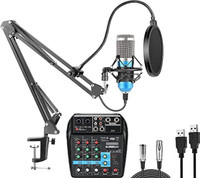 amg digital Professional Microphone Kit with Volume Mixer Studio Recording Kit with BM800 Microphone set(Black, Blue, Silver)