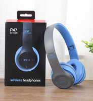 Techobucks Extra Bass Wireless P-47 Bluetooth Over-ear Headphone Foldable Stereo Headset Bluetooth(Blue, On the Ear)