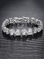 YELLOW CHIMES Alloy Cubic Zirconia, Crystal Platinum Bracelet