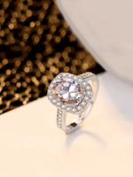 YELLOW CHIMES Adjustable White Crystal Rings Silver Toned Finger Ring for Women Silver Cubic Zirconia Silver Plated Ring