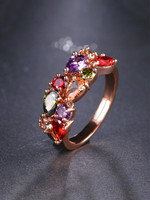 YELLOW CHIMES Multicolor Swiss Cubic Zircon Rose Gold Plated Adjustable Finger Alloy Ring